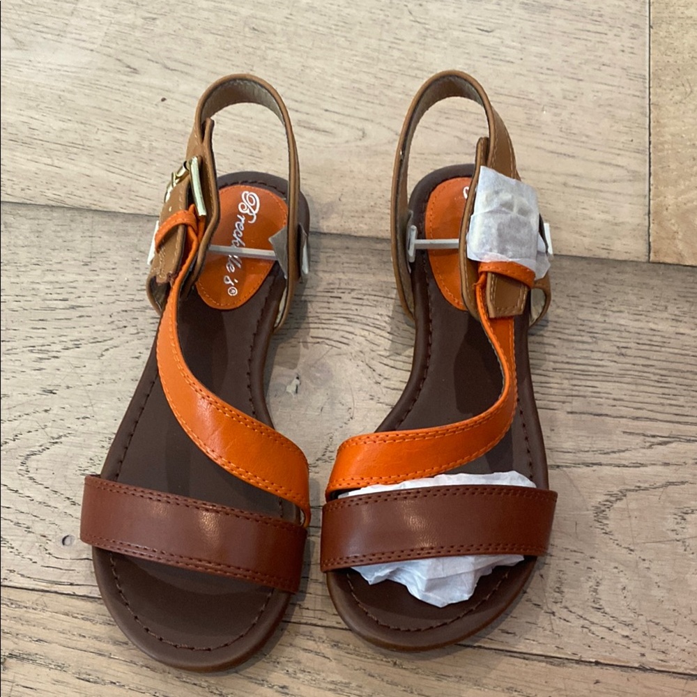 Womens Brown and Orange Sandals with  Straps